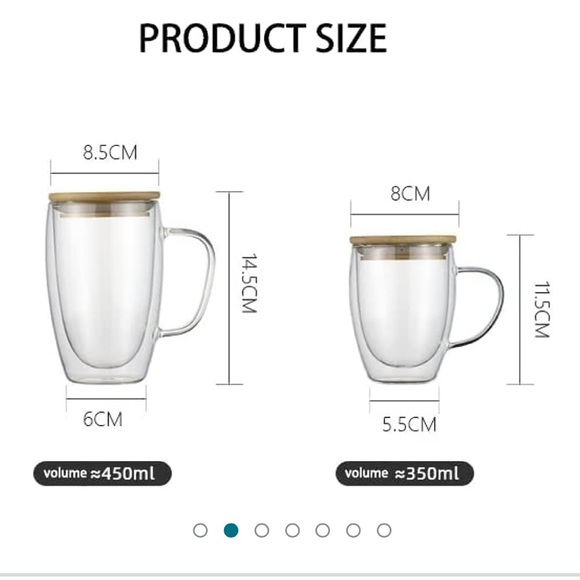 Double walled glass coffee mugs with bamboo lid - Picture 5 of 11